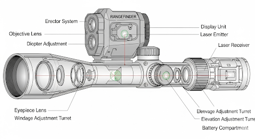 Riffelkikkert med afstandsmåler
